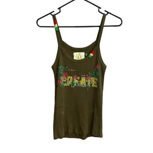 Y2K Boho Graphic Tank Top Old Navy Vintage Create Print Small